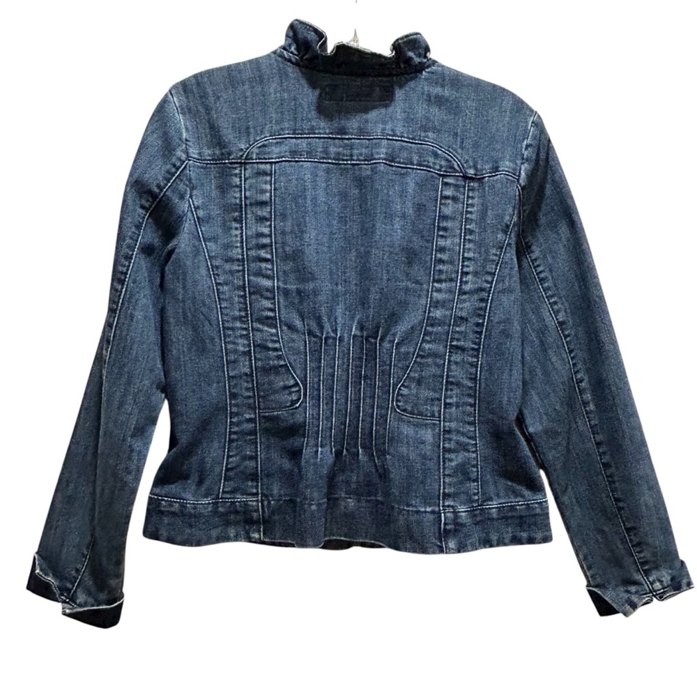 Christiana Zinn Blue Denim Zippered Jacket w/ Ruffles & Pin Tucks - Size PM - Picture 2 of 12